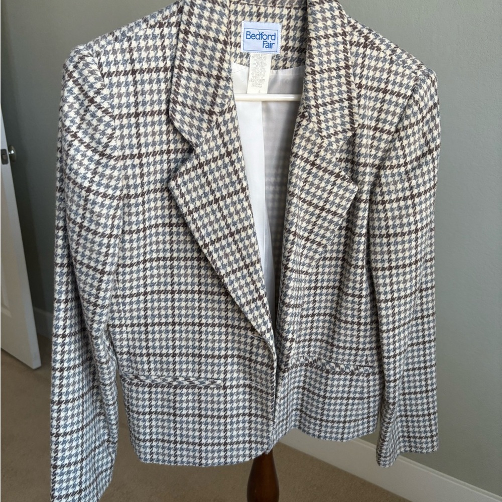 Women's Houndstooth Blazer - Black and White
